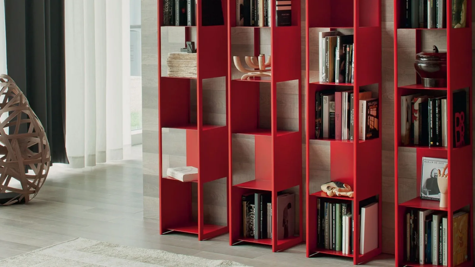 Libreria componibile in metallo rosso Joker di Cattelan Italia