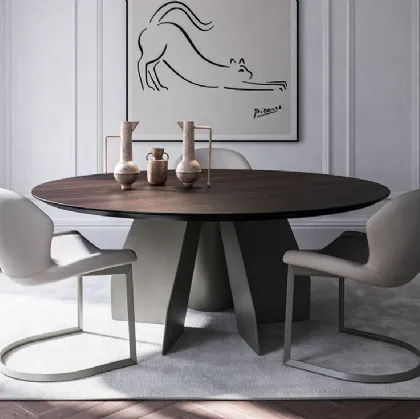 Tavolo con top in legno Senator Round di Cattelan Italia