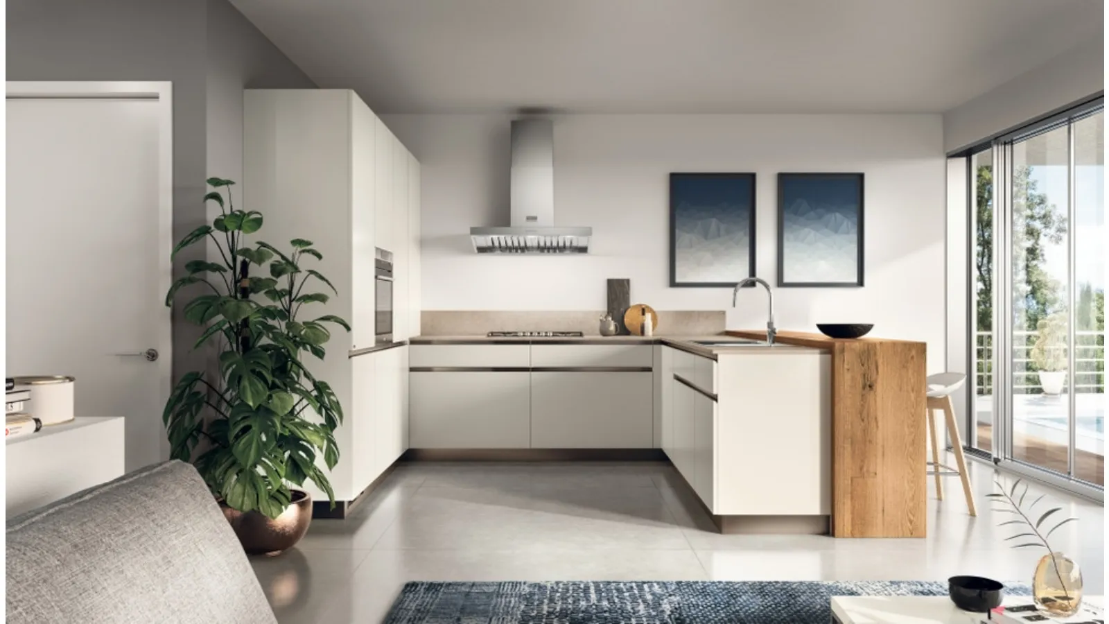 Cucina Moderna Boxi in laccato Bianco di Scavolini