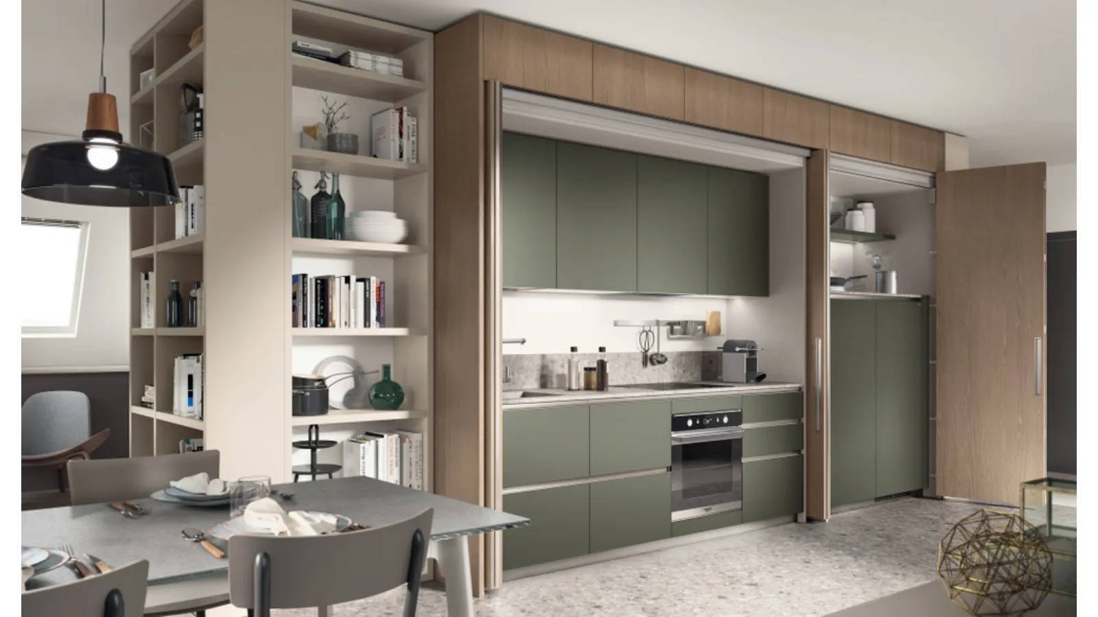 Cucina Moderna Boxi Verde di Scavolini