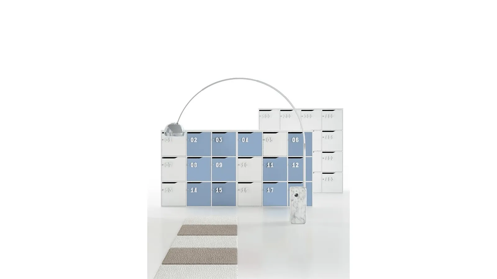 Mobile Ufficio Lockers DV549 in melaminico bianco e azzurro turchese di DVO